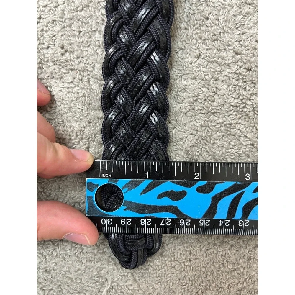 Royal Albatross Braided Belt Navy Blue Leather Cord Woven Made in Spain Size L